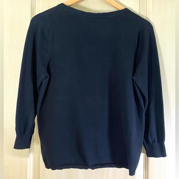 Anthropologie HWR Women’s Black Cardigan Sz L Button Cotton Classic Capsule Glam - Picture 3 of 8